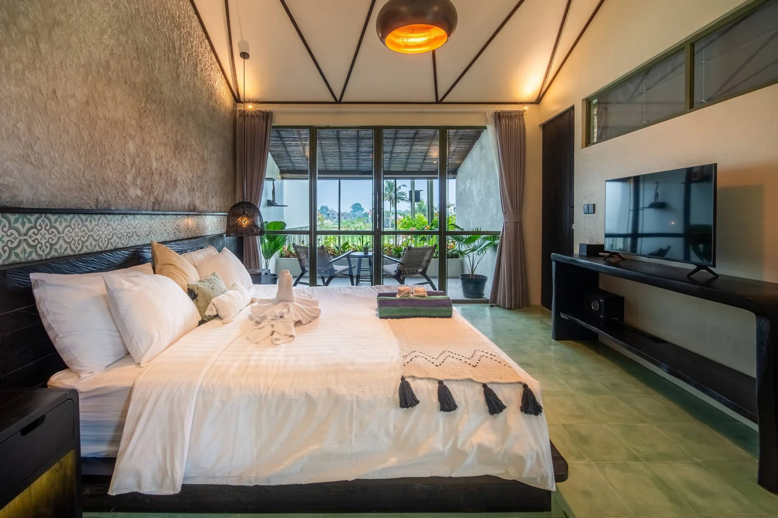 Completed bedroom at Rooftop Art Villa
