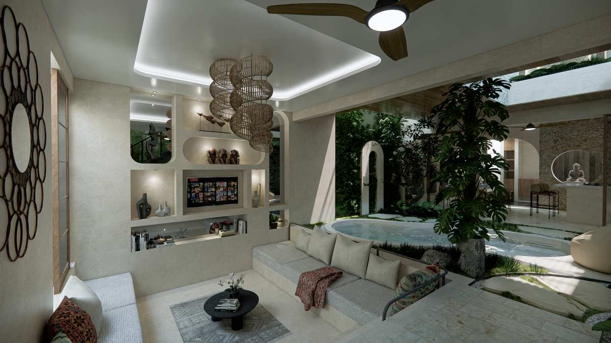 Living lounge opening to the courtyard